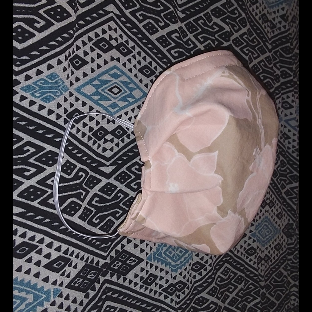 Acacia South Pacific custom cloth face mask swimwear hibiscus pink tan c… - Picture 5 of 6